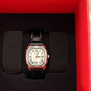 Invicta Wildflower Silver and Black Leather Watch